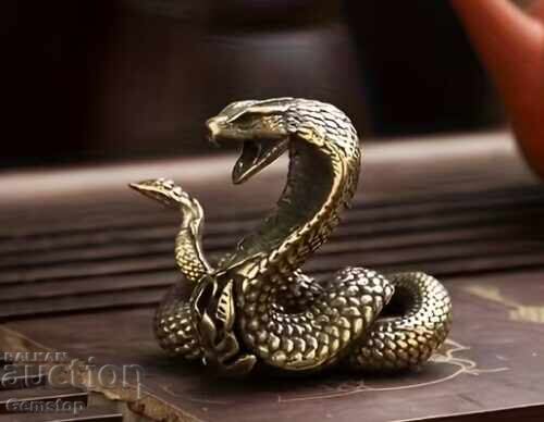 Аукцион БЗЦ!61 гр стилизирана бронзова фигура кралска кобра от 1ст!