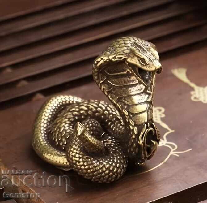 БЗЦ!61 гр стилизирана бронзова фигура кралска кобра от 1ст!