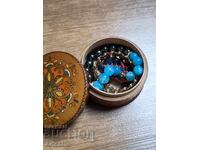 Vintage Hand-decorated Wooden Box and Jewelry