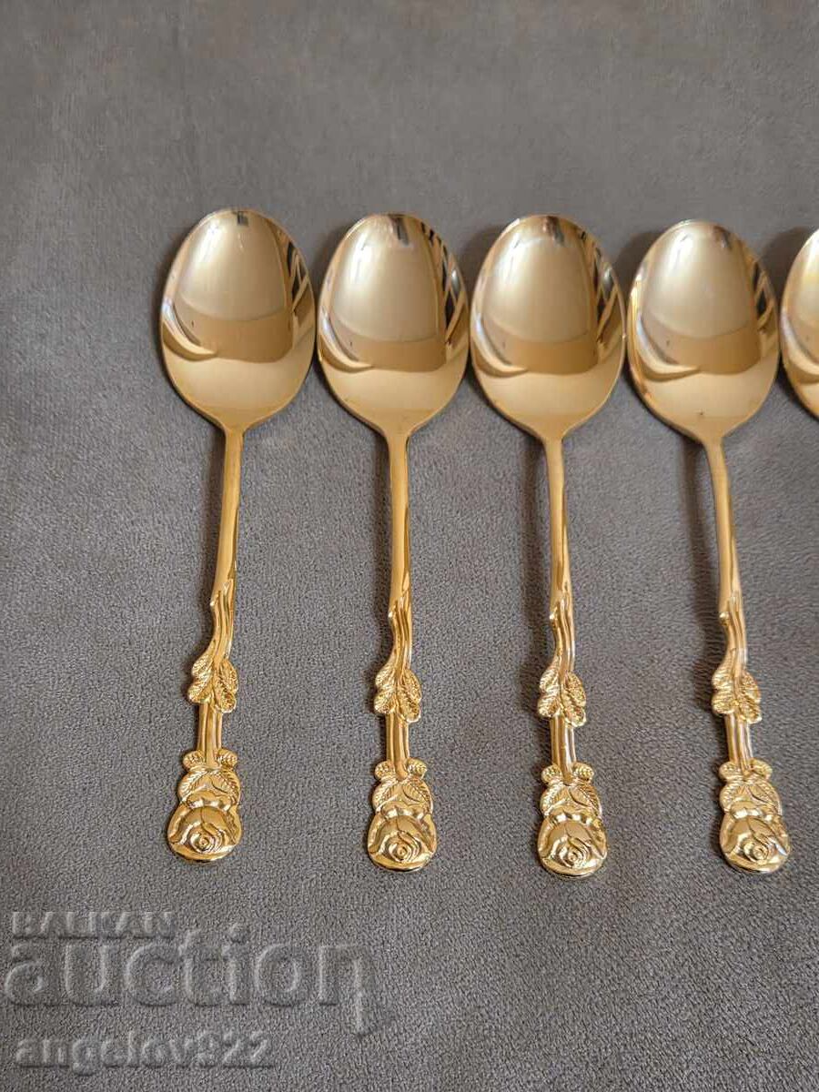 6 bucăți linguri placate cu aur ROSTFRITT STAL cu preț € 6.50 | 12.71 BGN