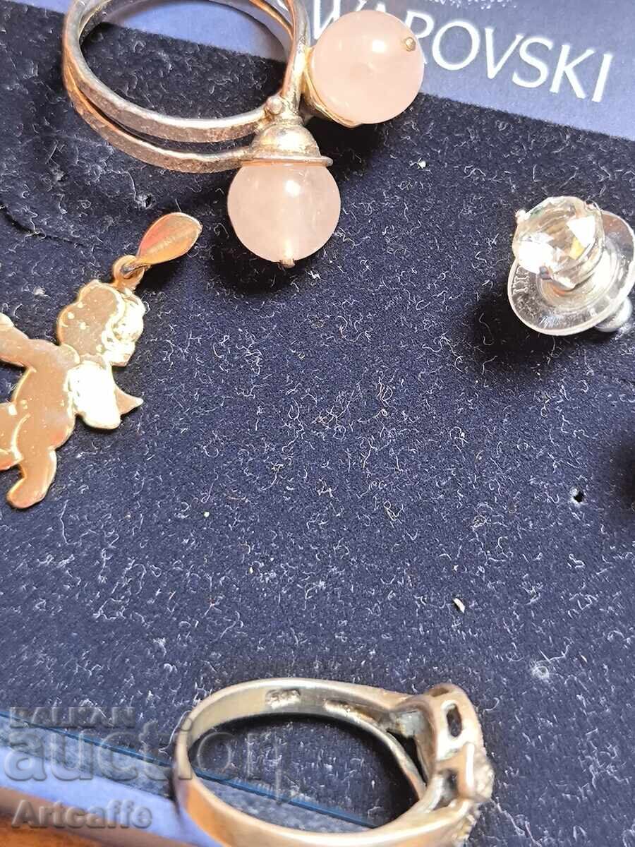 Lot de bijuterii din argint și Swarovski – Cuart roz și Zirconiu - 5