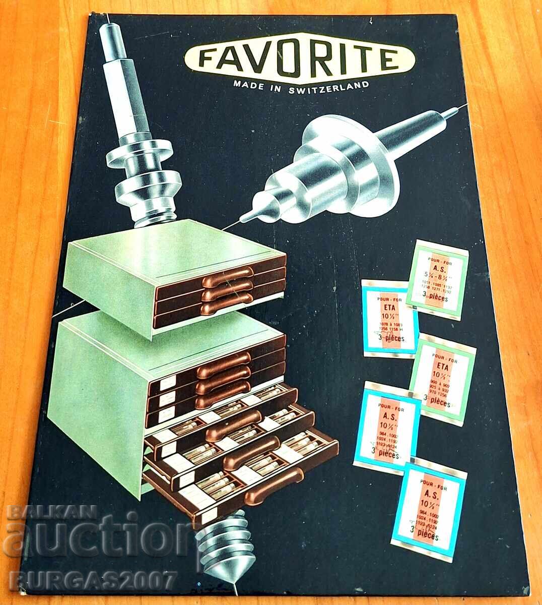 Vechi anunț de piese de ceas, FAVORITE, anii 1960