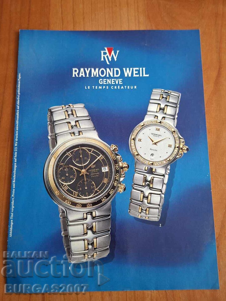 Veche broșură despre ceasuri RAYMOND WEIL, cu prețuri în mărci Veche broșură despre ceasuri RAYMOND WEIL, cu prețuri în mărci