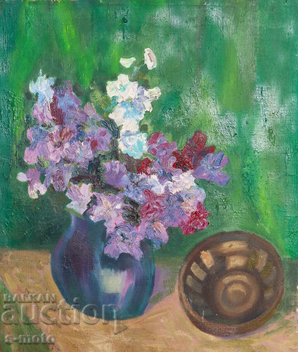 Veche pictură în ulei, natură statică