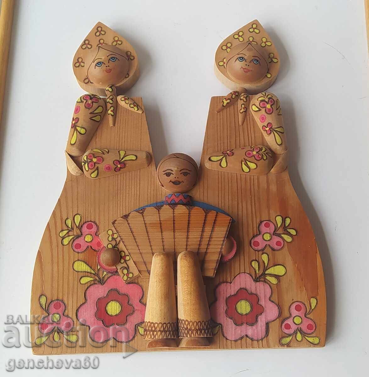 Ruska dŭrvena risuvana dekoratsiya za stena „Chastushki“ - 5