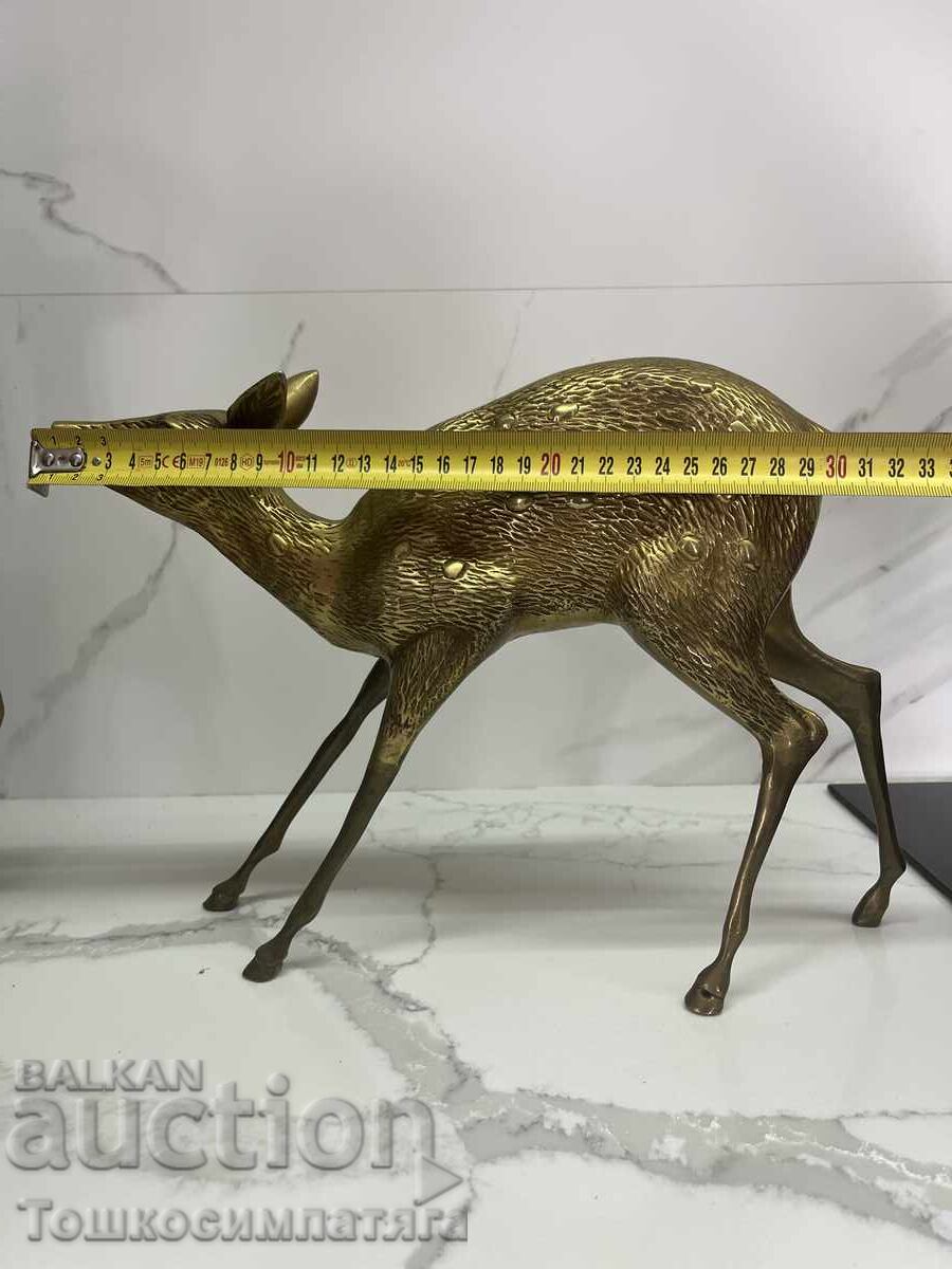 Σετ vintage, μπρούτζινες φιγούρες ελαφιού και ελαφίνας - 5 Σετ vintage, μπρούτζινες φιγούρες ελαφιού και ελαφίνας - 5