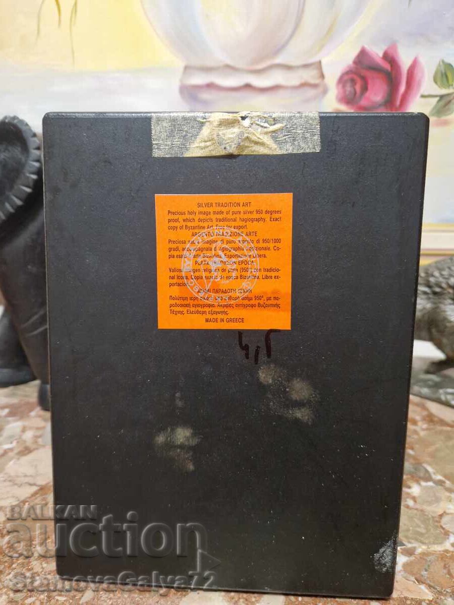 O icoană minunată din argint antic cu certificat - 6