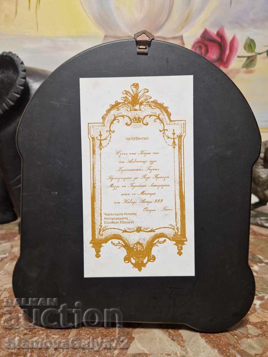 Excelentă icoană antică de argint cu certificat - 7