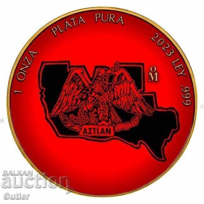 Monedă de argint 1 oz Mexican Libertad Aztlán, tiraj 100 bucăți