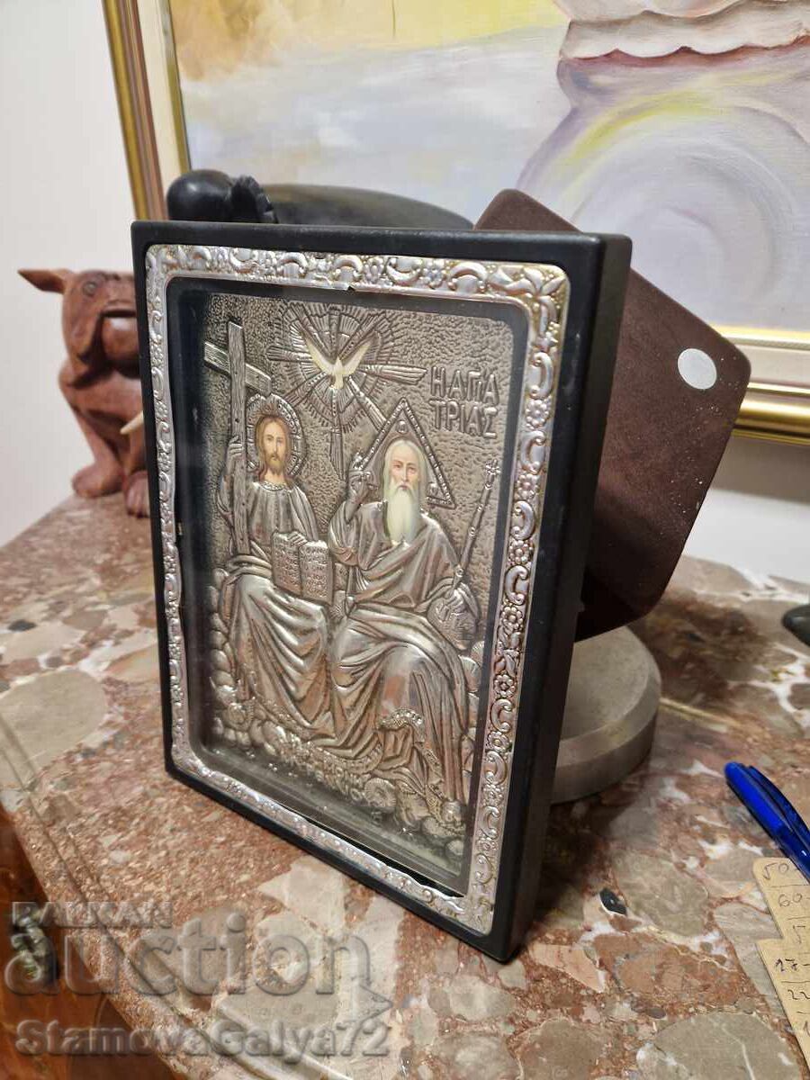 Beautiful antique icon Holy Trinity certificate - 5