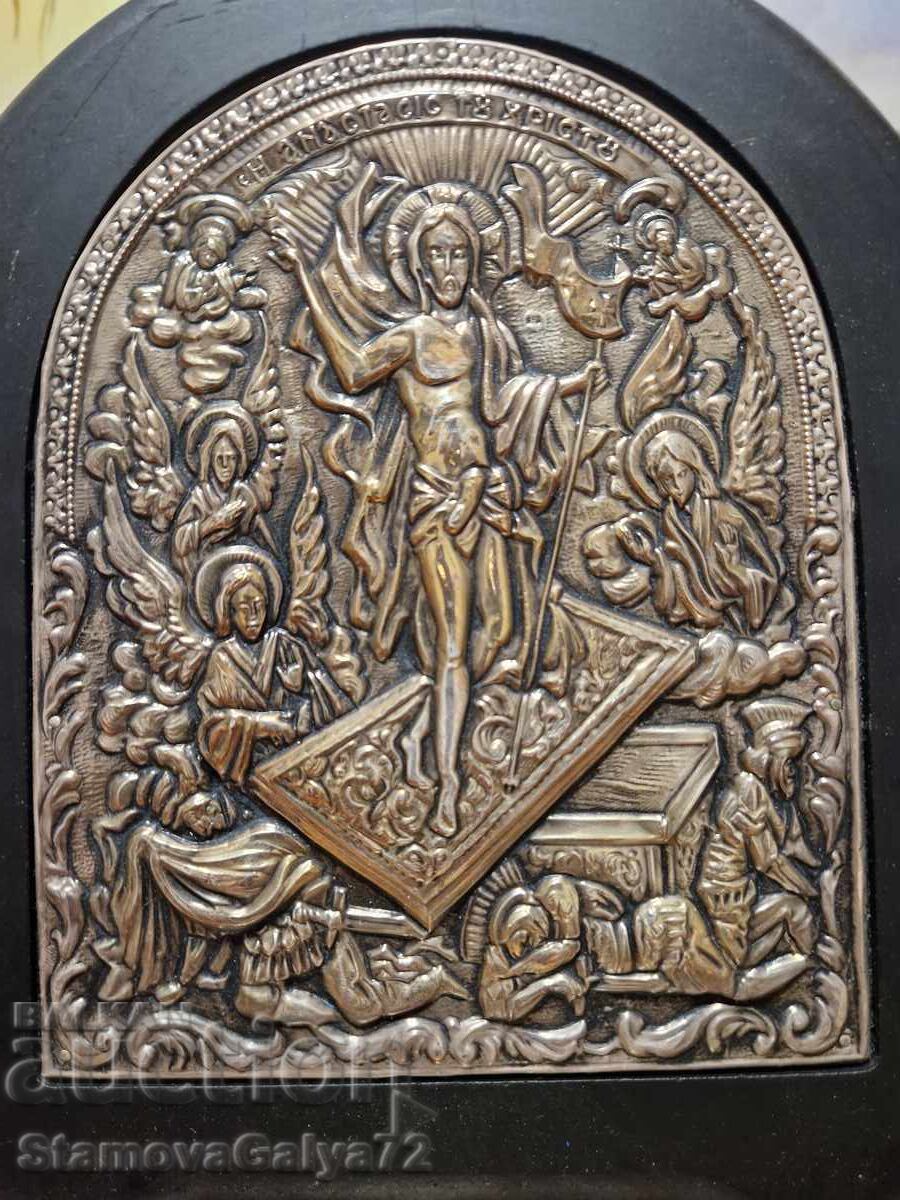 Παράδοση Εξαιρετική αντίκα ασημένια εικόνα με πιστοποιητικό