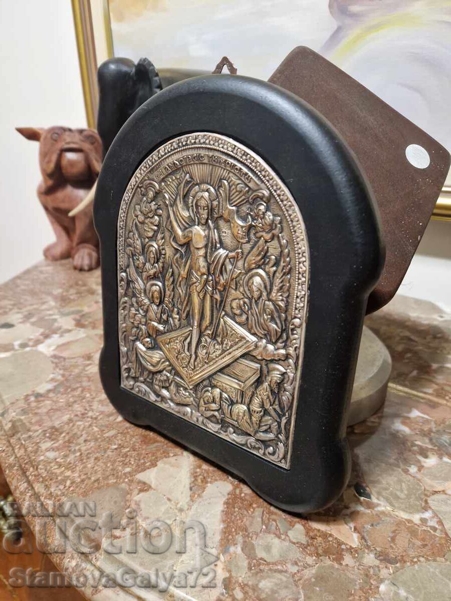 Εξαιρετική αντίκα ασημένια εικόνα με πιστοποιητικό - 6