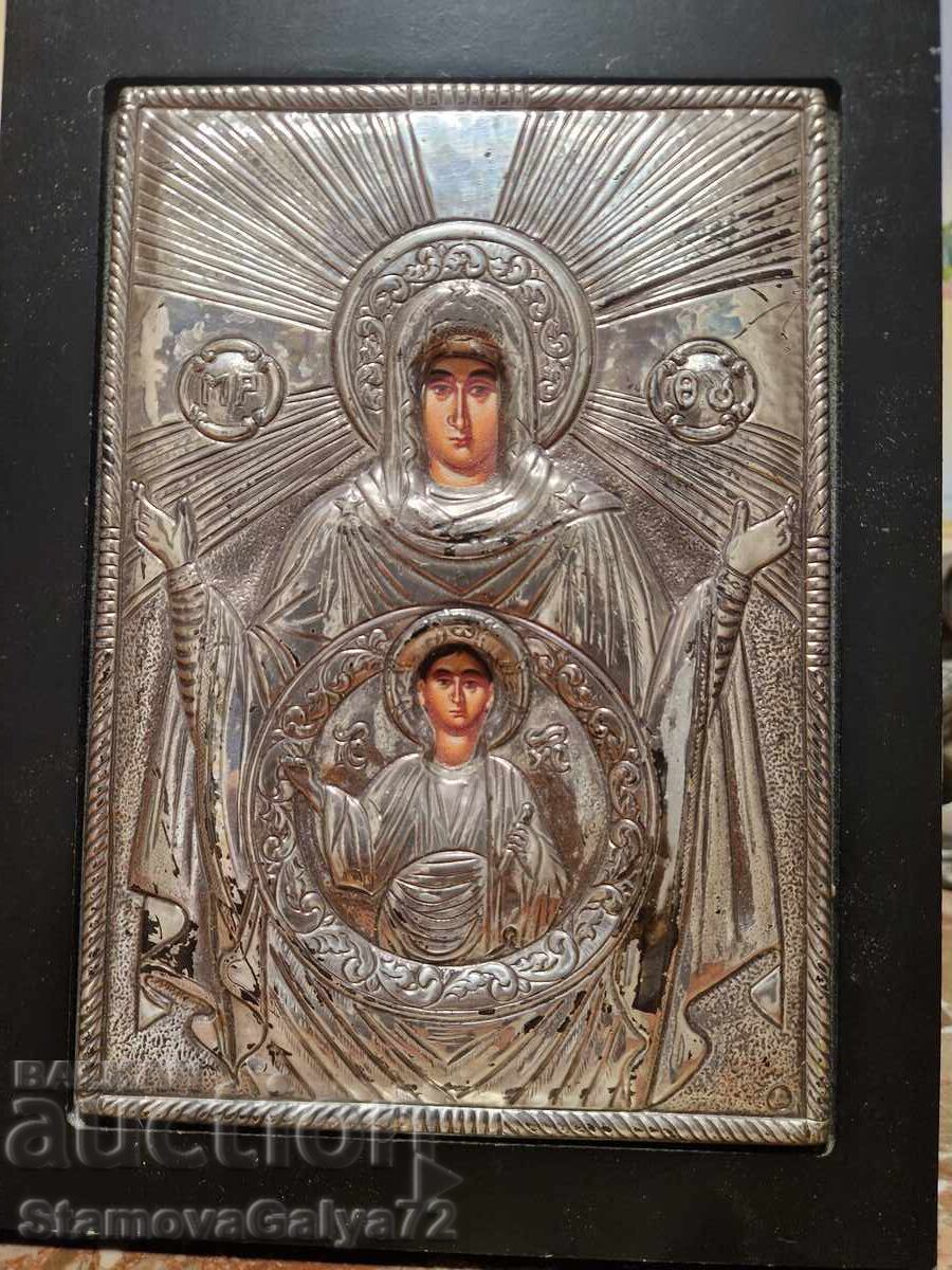 Licitație Excelentă icoană antică de argint cu certificat