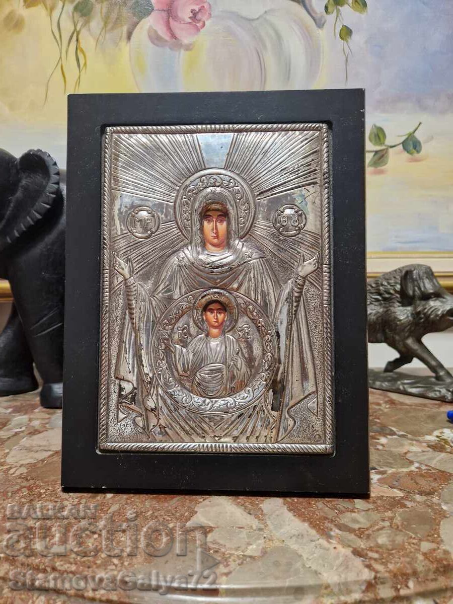 Excelentă icoană antică de argint cu certificat