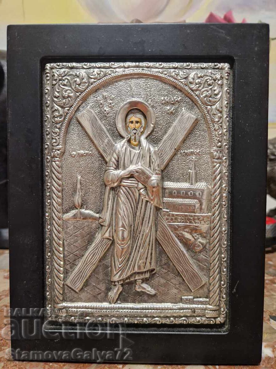 Δημοπρασία Μια υπέροχη αντίκα ασημένια εικόνα με πιστοποιητικό