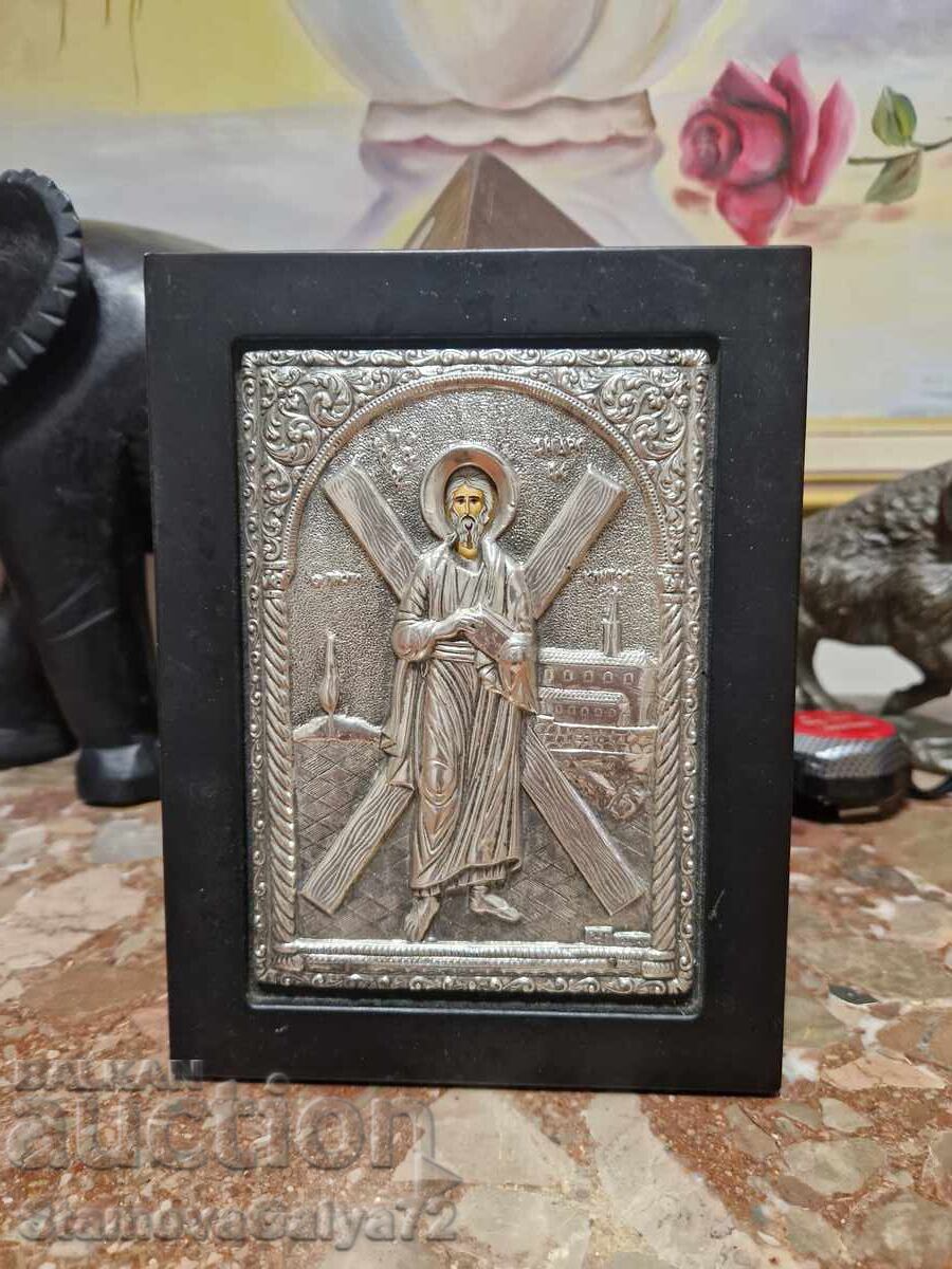 Μια υπέροχη αντίκα ασημένια εικόνα με πιστοποιητικό