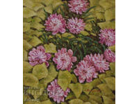 Божури сред листата на диво грозде