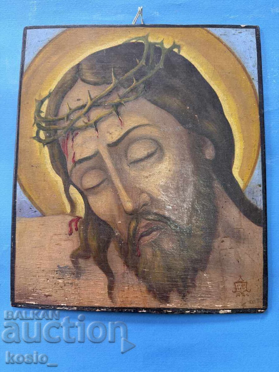 Antique icon with monogram - signature