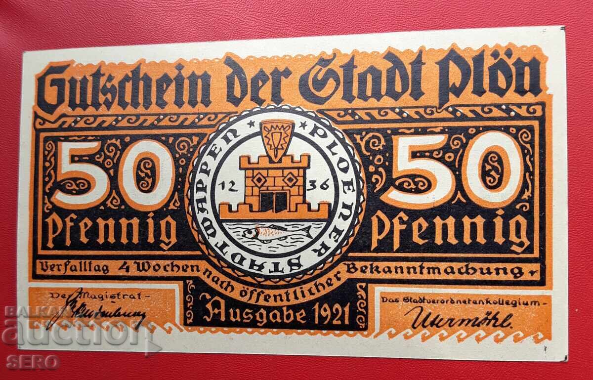 Bancnotă-Germania-Schleswig-Holstein-Plön-50 pfennig 1921 cu preț € 1.00 | 1.96 BGN