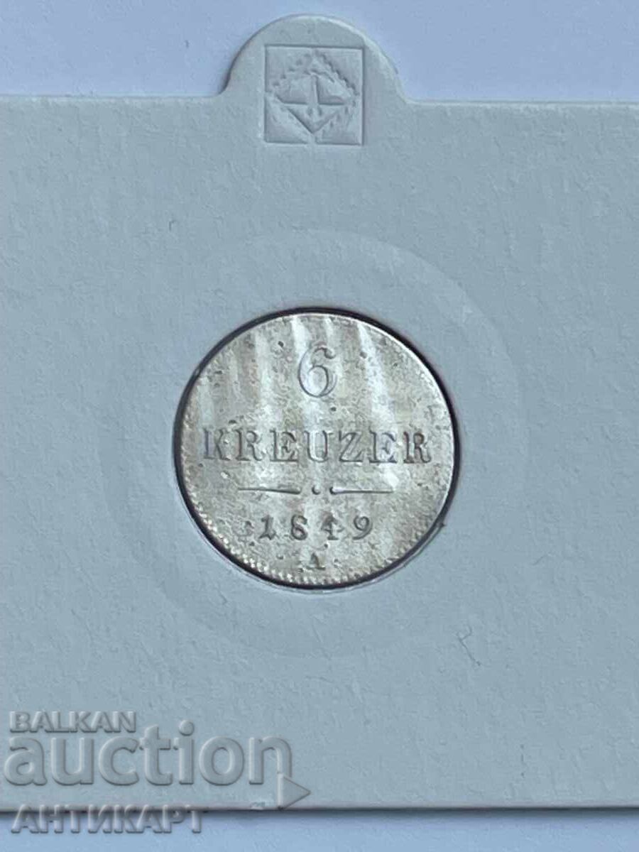 #2 ryadka srebŭrna moneta Avstriya 6 kroĭtsera 1849 otlichna cu preț € 10.00 | 19.56 BGN