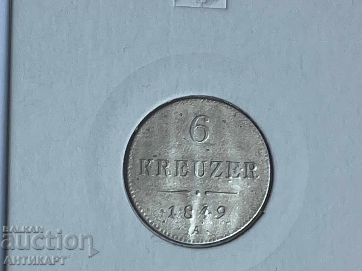 Licitație #2 ryadka srebŭrna moneta Avstriya 6 kroĭtsera 1849 otlichna