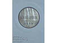 #2 ryadka srebŭrna moneta Avstriya 6 kroĭtsera 1849 otlichna