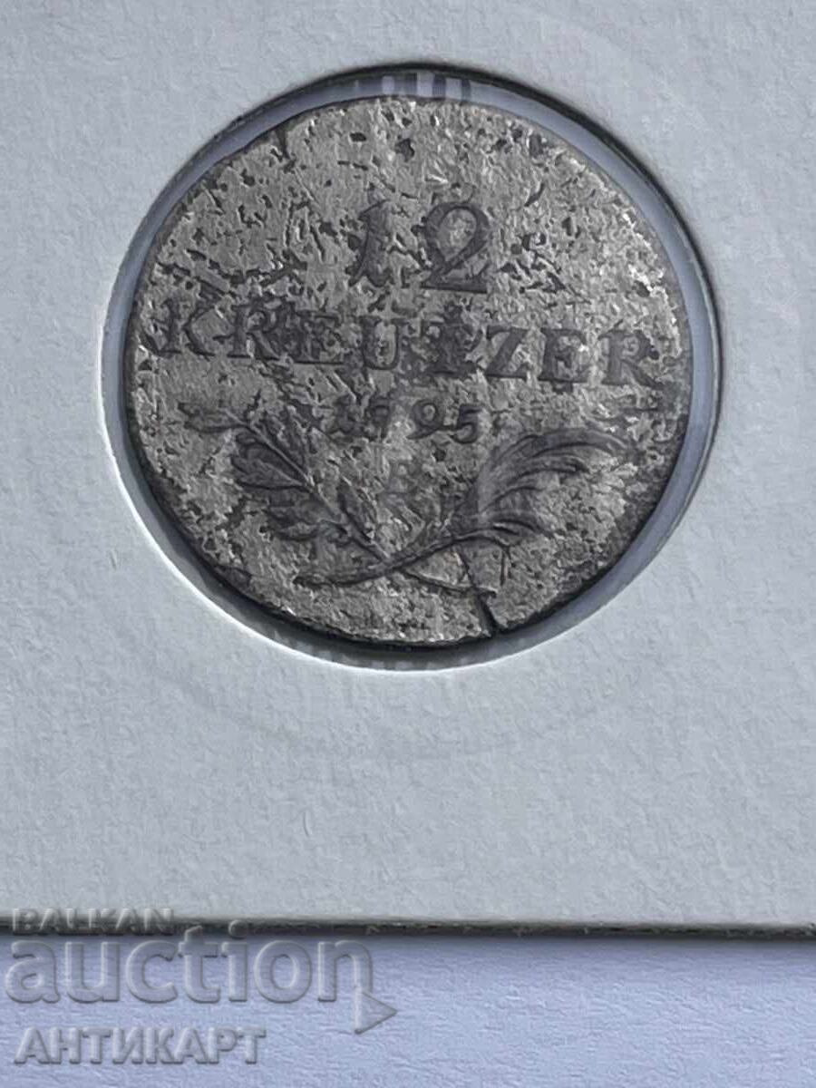 Rară monedă de argint billon Austria 12 Kreuzer 1795 B