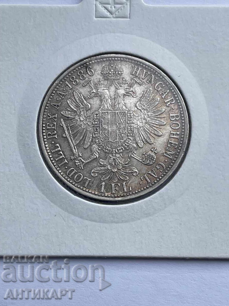 Rară monedă de argint Austria 1 florin 1886 excelentă