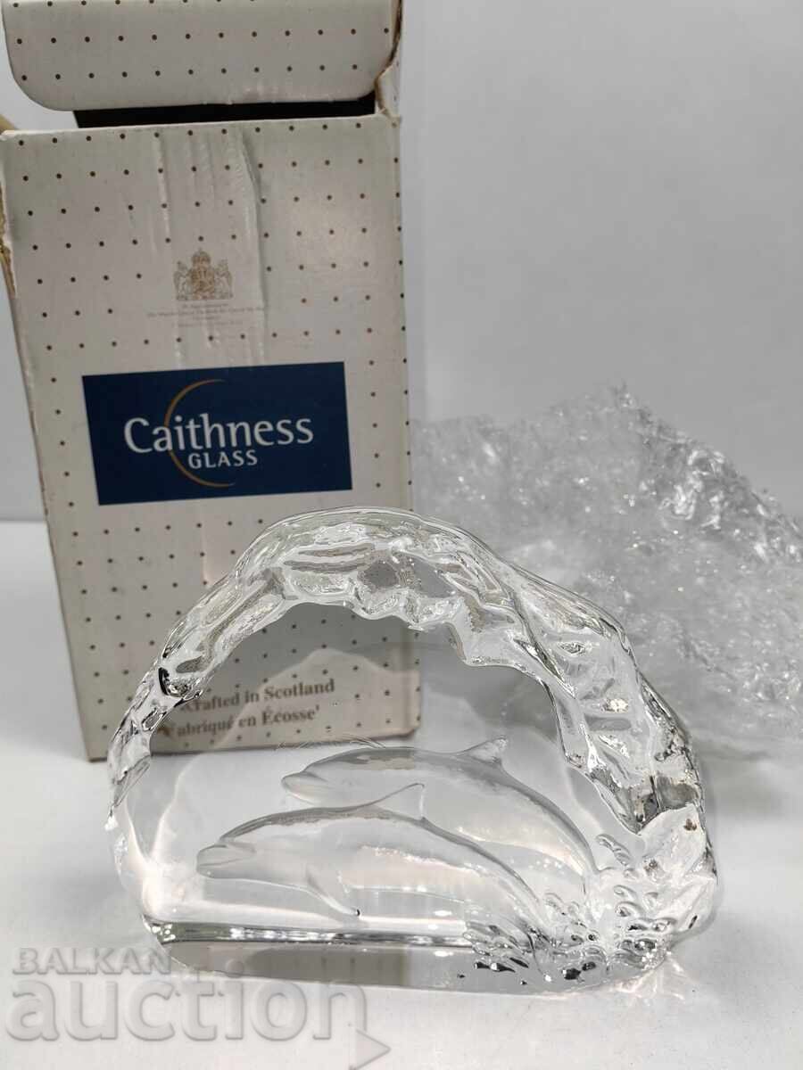 Παράδοση Κρασίνα γυάλινη φιγούρα, στατινέτα, πρες παπιέ, δελφίνια, θάλασσα