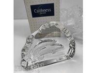 Κρασίνα γυάλινη φιγούρα, στατινέτα, πρες παπιέ, δελφίνια, θάλασσα