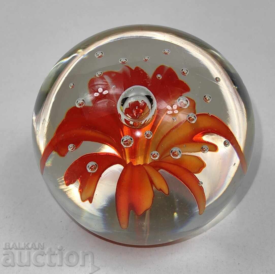 СТЪКЛЕНА ФИГУРА СТАТУЕТКА ПРЕСПАПИЕ ОТЛИЧНО ЦВЕТЕ ЦВЕТЯ