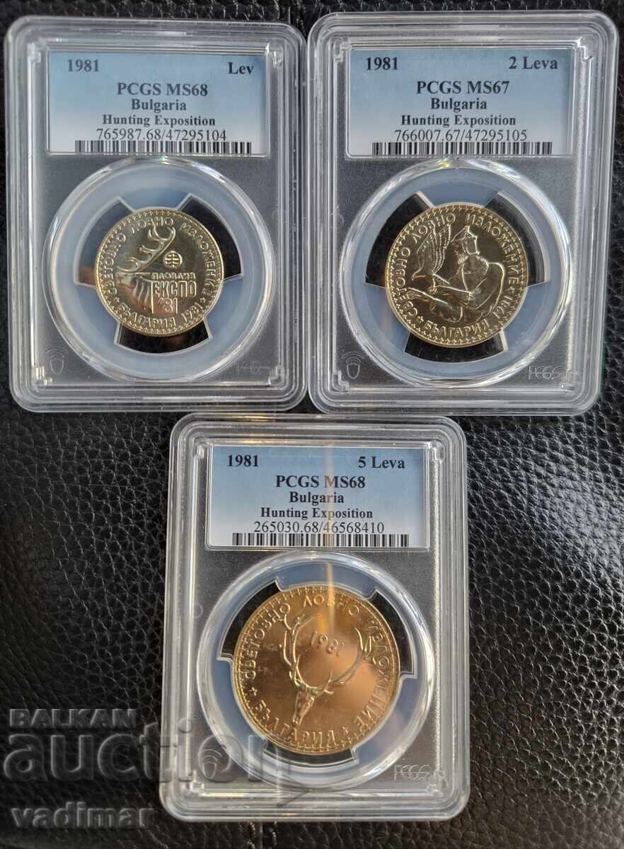1, 2 și 5 LEVA 1981 PCGS MS 68