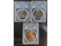 1, 2 și 5 LEVA 1981 PCGS MS 68