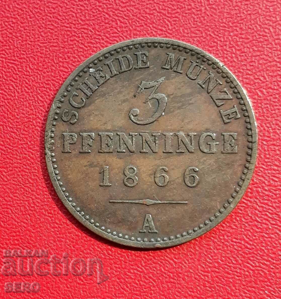 Γερμανία-Πρωσία-3 pfennig 1866 Α-Βερολίνο-πολλά, καλά διατηρημένα