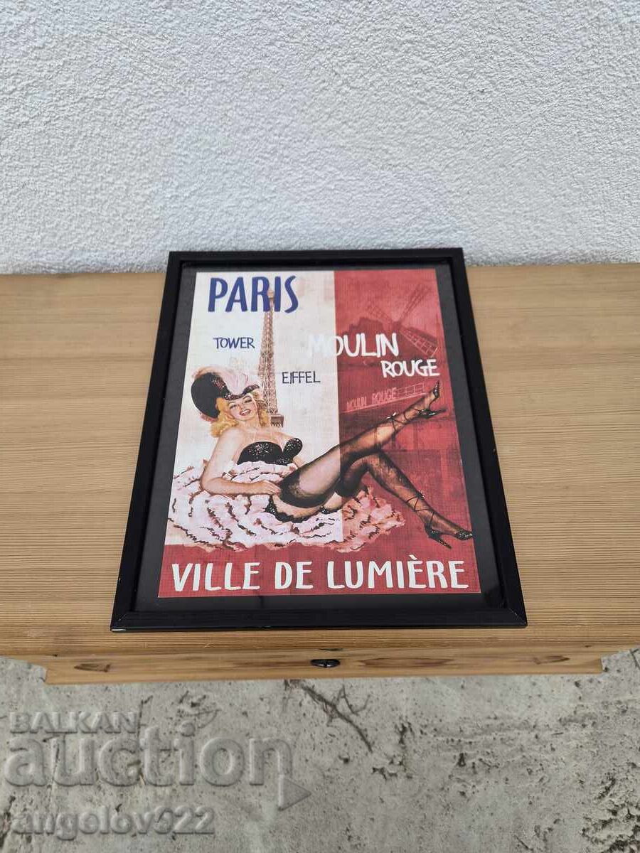 Placă de publicitate în ramă de lemn cu sticlă!!!
