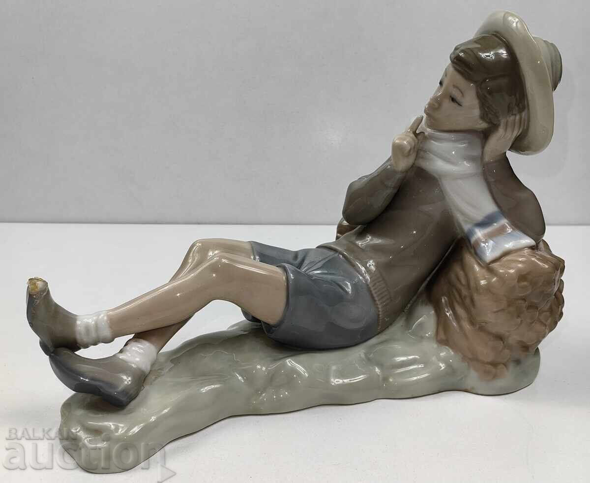 LARGE PORCELAIN STATUETTE FIGURE SCULPTURE WITH NOTATION