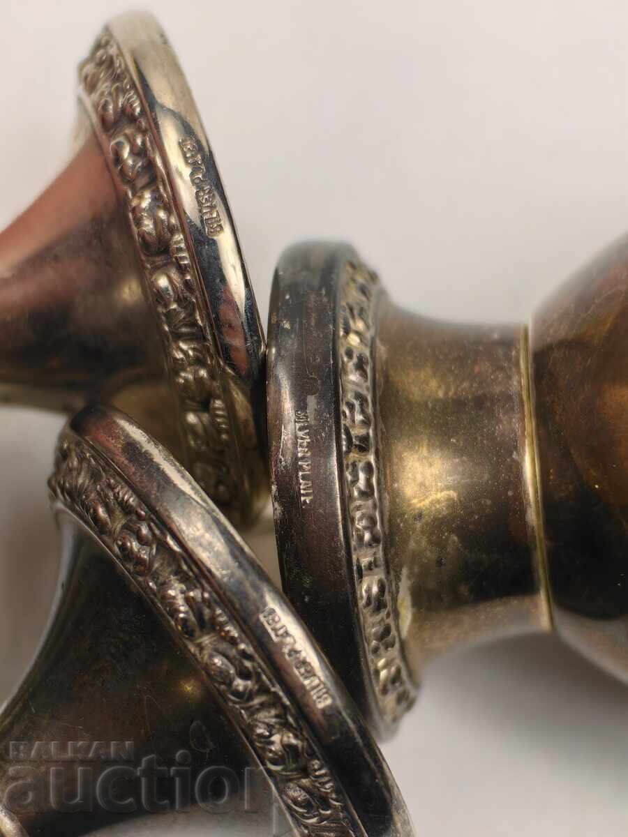 Suporturi pentru cești metalice argintate, marcate, zarf - 6