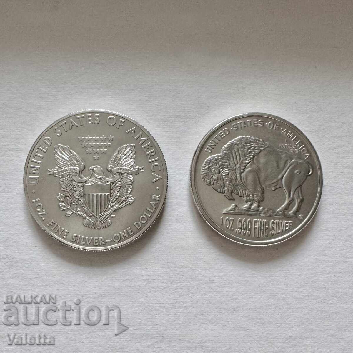 2 Silver Coins American Eagle and Buffalo Round with price € 149.00 | 291.42 BGN 2 Silver Coins American Eagle and Buffalo Round with price € 149.00 | 291.42 BGN