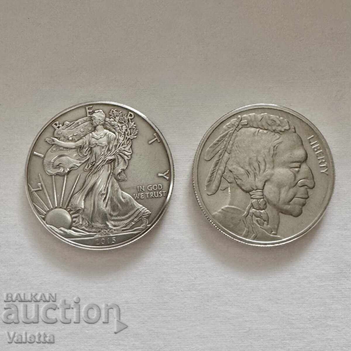 2 Silver Coins American Eagle and Buffalo Round 2 Silver Coins American Eagle and Buffalo Round