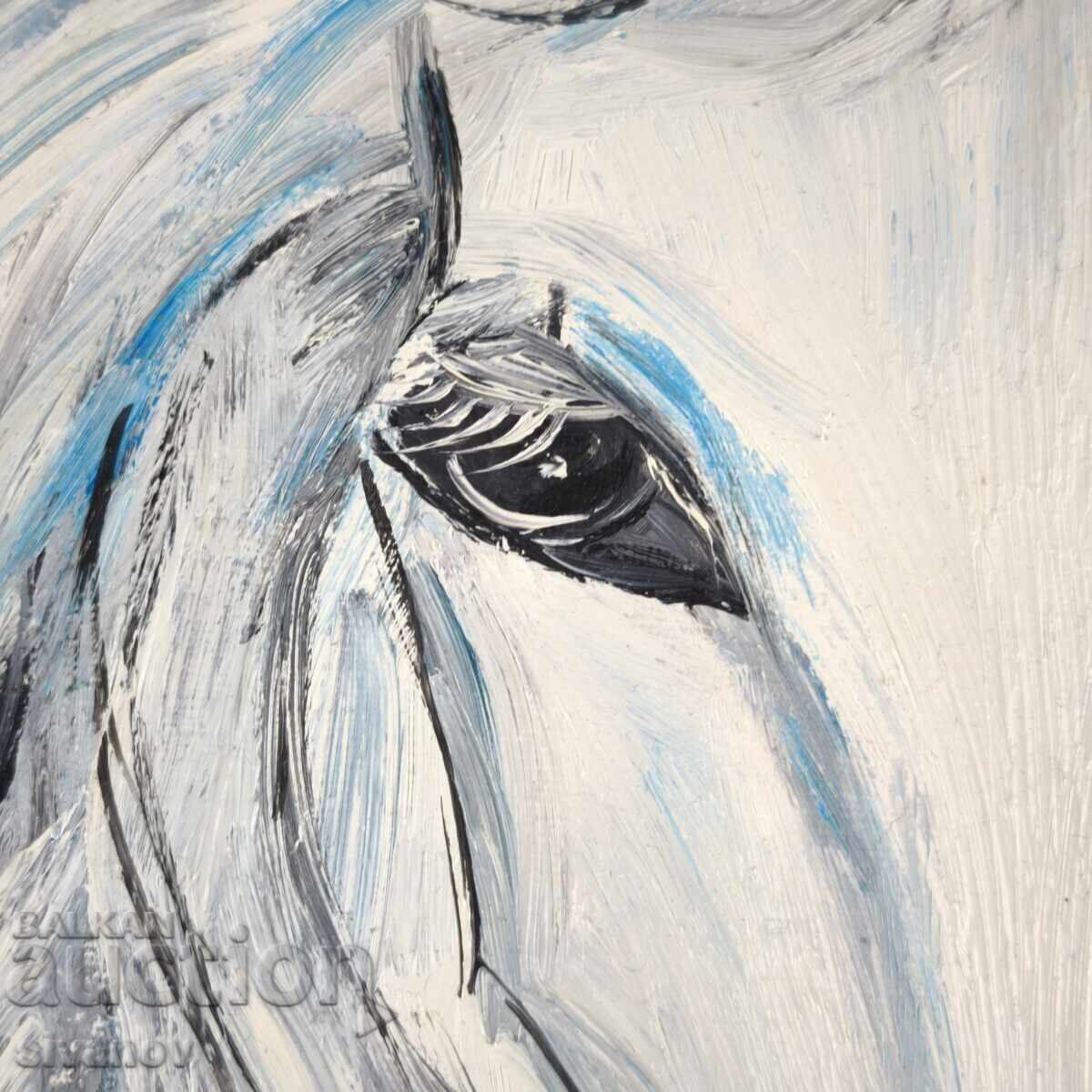 Доставка на Интересна картина на кон подписана #6363