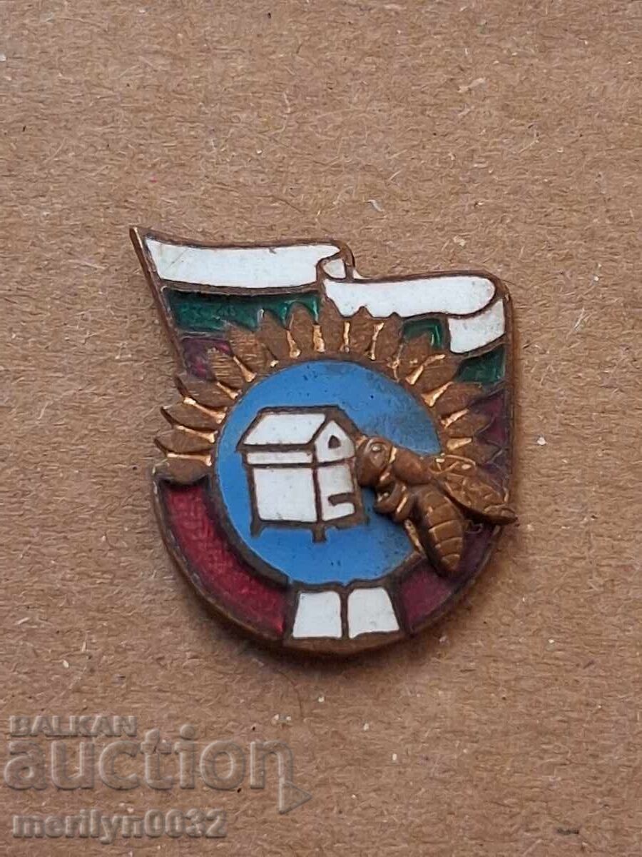 Emblemă apicolă cu medalie emailată, insignă Emblemă apicolă cu medalie emailată, insignă