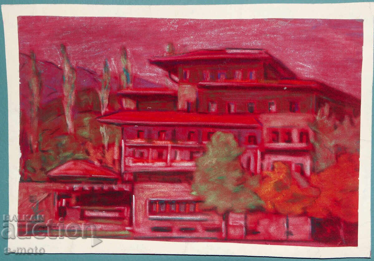 Pictură pastel peisaj urban cu preț € 100.00 | 195.58 BGN