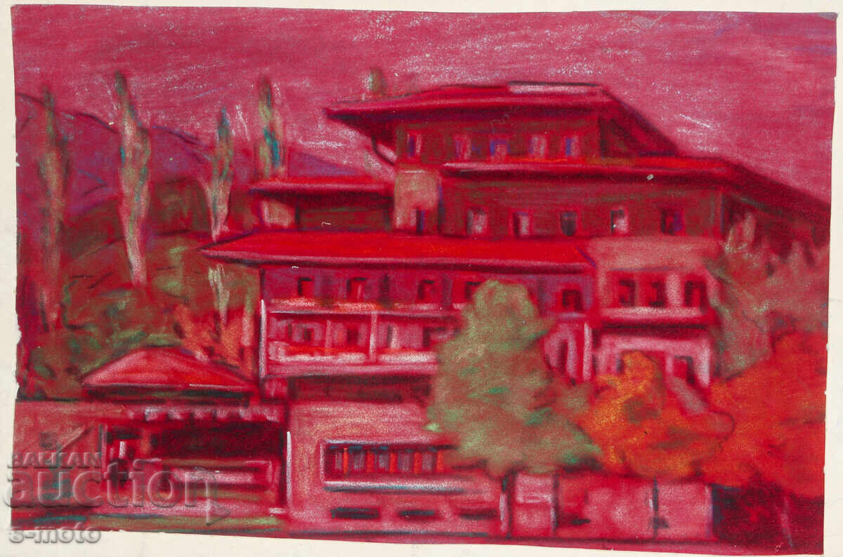 Licitație Pictură pastel peisaj urban