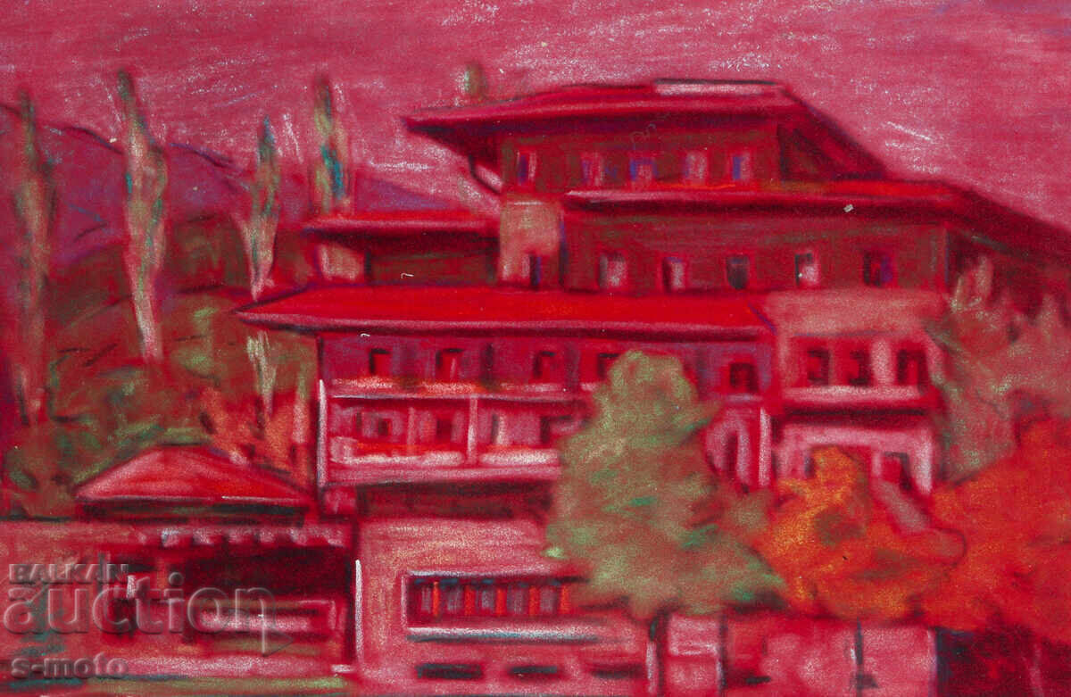 Pictură pastel peisaj urban