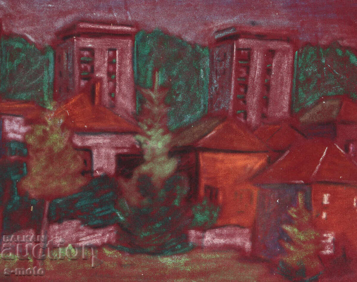 Πίνακας παστέλ αστικό τοπίο - 5