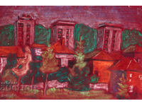 Πίνακας παστέλ αστικό τοπίο