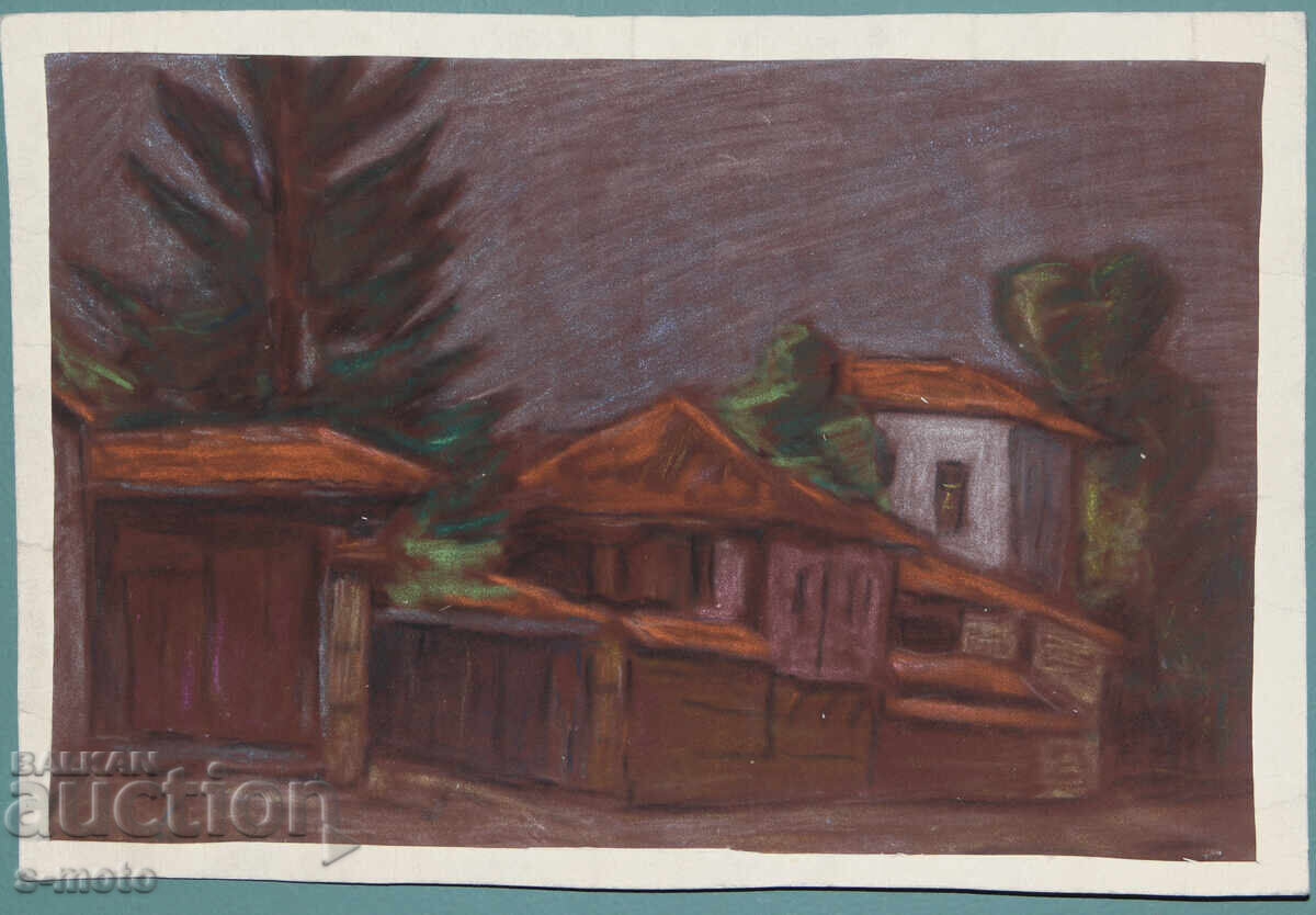 Pictură pastel peisaj urban cu preț € 100.00 | 195.58 BGN