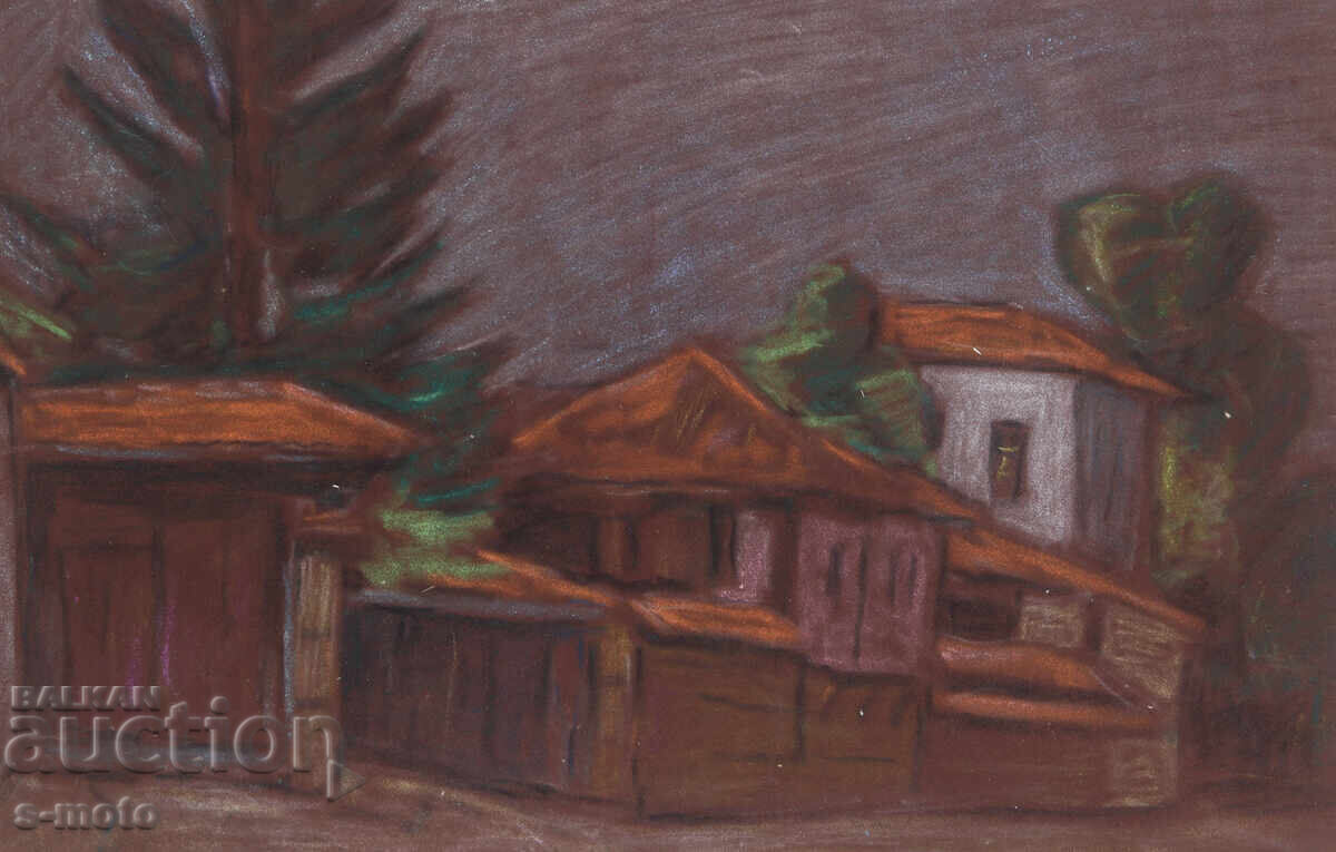 Licitație Pictură pastel peisaj urban