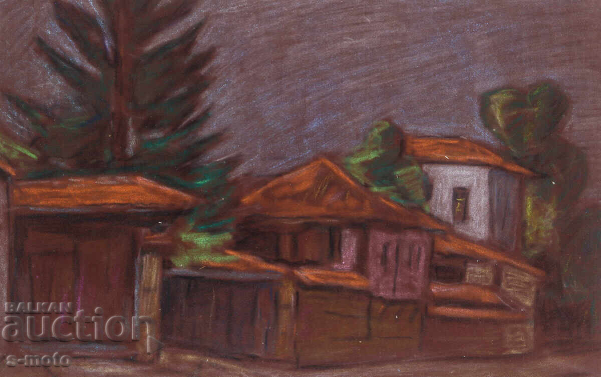 Pictură pastel peisaj urban