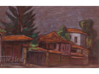 Πίνακας παστέλ αστικό τοπίο